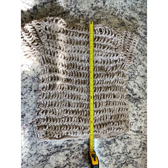 John Paul Richard Womens Sweater Petite Medium Beige Fisherman Mesh Open Knit - Picture 9 of 10